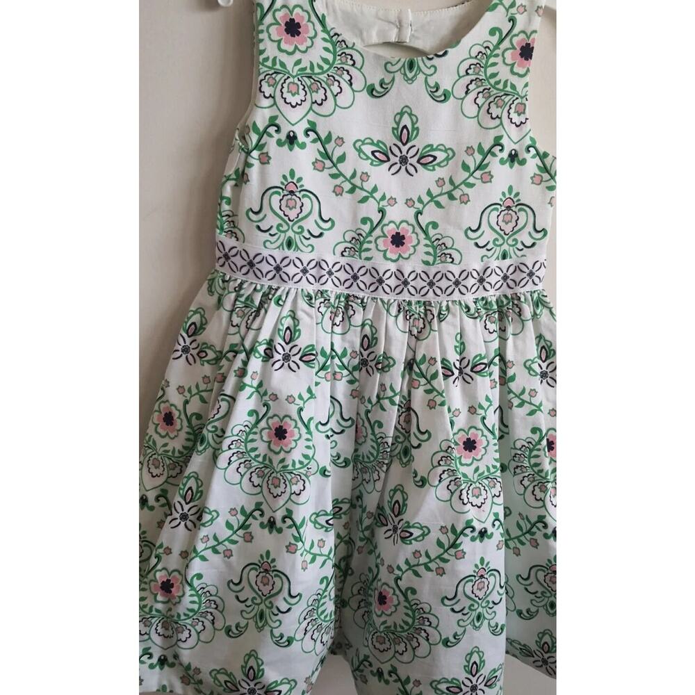 Janie and Jack Dress size 5 White Green Vine Open Back Sleeveless flowers